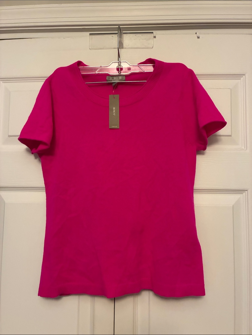 J.Crew NWT 100% Cashmere Relaxed T-Shirt Sweater Pink Medium BG648